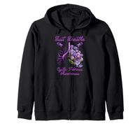 Just-Breathe Flor Pulmonar Concientización Fibrosis Quística Púrpura Sudadera con Capucha