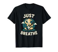 Just Breathe Yoga Goat Meditación Guitarra Diseño Camiseta
