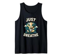 Just Breathe Yoga Goat Meditación Guitarra Diseño Camiseta sin Mangas