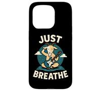 Just Breathe Yoga Goat Meditación Guitarra Diseño Carcasa para iPhone 15 Pro