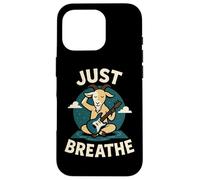 Just Breathe Yoga Goat Meditación Guitarra Diseño Carcasa para iPhone 16 Pro