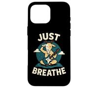 Just Breathe Yoga Goat Meditación Guitarra Diseño Carcasa para iPhone 16 Pro MAX