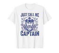 Just Call Me Captain Vintage Nautical Bearded Sailor Men Camiseta