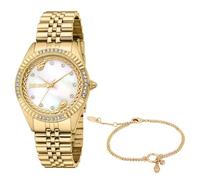 Just Cavalli Reloj analógico de Cuarzo para Mujer con Correa de Acero Inoxidable JC1L361M0055, Blanco Antiguo., Moda