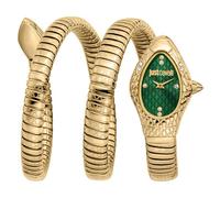Just Cavalli Signature Snake Aurela - Reloj de Pulsera para Mujer de Cuarzo a la Moda, Pulsera y Caja de Acero Inoxidable de Color Dorado, Esfera analógica Verde - JC1L374M0035