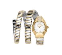Just Cavalli Signature Snake Lunara - Reloj de Pulsera para Mujer de Cuarzo a la Moda, Pulsera y Caja de Acero Inoxidable de Color Gris, Esfera analógica Gris - JC1L397M0065