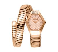 Just Cavalli Signature Snake Splora - Reloj de Pulsera para Mujer de Cuarzo a la Moda, Pulsera y Caja de Acero Inoxidable de Color Dorado, Esfera analógica Dorada - JC1L394M0045