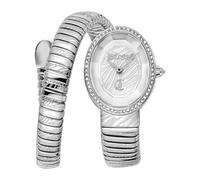 Just Cavalli Signature Snake Velina - Reloj de Pulsera para Mujer de Cuarzo a la Moda, Pulsera y Caja de Acero Inoxidable de Color Gris, Esfera analógica Gris - JC1L353M0015