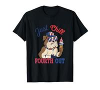 Just Chill The Fourth Out USA Bulldog 4 de julio Camiseta
