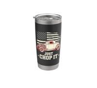 Just Chop It - Arte vintage de Hot Rod con bandera estadounidense envejecida Vaso térmico de acero inoxidable de doble pared