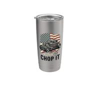 Just CHOP IT Vintage Hot Rod y bandera de Estados Unidos envejecida Vaso térmico de acero inoxidable de doble pared