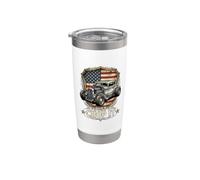 Just Chop It Vintage Hot Rod y escudo de la bandera estadounidense Vaso térmico de acero inoxidable de doble pared