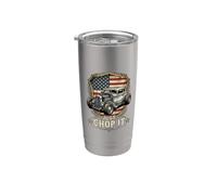 Just Chop It Vintage Hot Rod y escudo de la bandera estadounidense Vaso térmico de acero inoxidable de doble pared