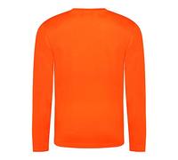Just Cool - Camiseta Deportiva Transpirable tecnología Neoteric™ de Manga Larga para Hombre - Running/Gym/Deporte (Grande (L)) (Naranja eléctrico)