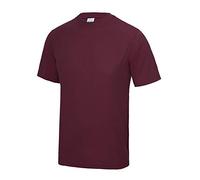 Just Cool - Camiseta lisa para hombre, Primavera-Verano, envolvente, Liso, Manga Corta, Hombre, color granate, tamaño S