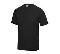 Just Cool - Camiseta lisa para hombre, Primavera-Verano, envolvente, Liso, Manga Corta, Hombre, color negro azabache, tamaño L
