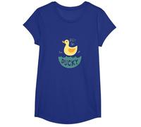 Just Ducky: Lindo Pato de Goma Amarillo diversión a la Hora del baño Camiseta, Niñas, Azul Real, S