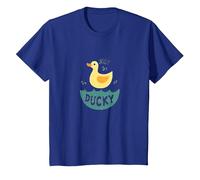 Just Ducky: Lindo Pato de Goma Amarillo diversión a la Hora del baño Camiseta, Niños, Azul Real, 3 años