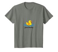 Just Ducky - Pato de Goma Divertido para el baño Camiseta, Niños, Verde Militar Jaspeado, 3 años