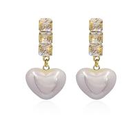 Just Follow Pendientes de aro de perlas con forma de corazón y borlas, para cumpleaños, San Valentín, Día de la Madre, Navidad, Metal, Sin piedra preciosa