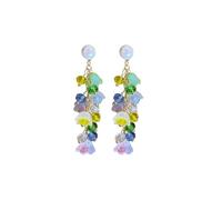 Just Follow Pendientes de flor de orquídea de campana para mujer, lirio blanco de los valles, perlas de imitación florales, borla larga, aretes colgantes de gota para boda, L, Acrílico, Sin piedra