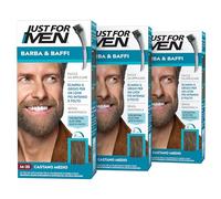 Just for Men Barba & Bigote, tinte para barba para hombre, color castaño medio, tinte para eliminar las canas, con peine aplicador, M35 (3 unidades)