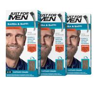 Just For Men Barba & Bigote, tinte semipermanente, aspecto natural, sin amoniaco, con aloe vera. M25 - castaño claro 3 Pack