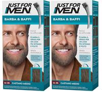 Just for Men - Bigote y barba M35 - Coloración para barba castaño medio 28 g, 1 unidad (Paquete de 2)