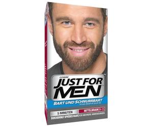 Just For Men Brush in Color Gel Formula Barba y Bigote, marrón medio, 3 unidades, 1 unidad (1 x 28 g)