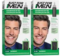 Just For Men Colorante en Gel, Tinte Pelo Hombre Castaño Oscuro, Cubre Solo Las Canas, Restaurando El Color Original Para Una Apariencia Natural - H45 (Paquete de 2)