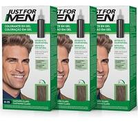 Just For Men Colorante en Gel, Tinte Pelo Hombre, Cubre Solo Las Canas, Restaurando El Color Original Para Una Apariencia Natural, Color Castaño Claro, H25 (3 Pack)