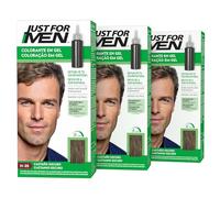 Just For Men Colorante en Gel, Tinte Pelo Hombre, Cubre Solo Las Canas, Restaurando El Color Original Para Una Apariencia Natural, Color Castaño Oscuro, H35 (3 Pack)