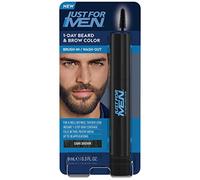 Just For Men Pincel de color para barba y cejas de 1 día, para una cobertura instantánea de grises en 1 paso, cepillo, lavado, para un aspecto más grueso y bien definido, marrón oscuro