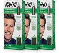 Just For Men Colorante en Gel, Tinte Pelo Hombre, Cubre Solo Las Canas, Restaurando El Color Original Para Una Apariencia Natural, Color Castaño Oscuro, H45 (3 Pack)