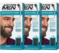 Just For Men Tinte Colorante En Gel Para Barba Y Bigote. Con Aloe y Aceite de Coco, para una Barba Sin Canas y con Aspecto Más Denso en 5 minutos. Tono Moreno, M45 (3 Pack)