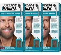 Just For Men Tinte Para Bigote Y Barba, Elimina Las Canas Para Una Apariencia Más Espesa Y Completa, Con Pincel Aplicador Incluido, Color Castaño Oscuro, M35 (3 Pack)