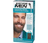Just For Men Tinte marrón oscuro, bigote y barba para hombre, elimina el pelo blanco para un efecto más grueso con el pincel aplicador, rápido y fácil, M40, crema
