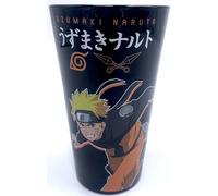 JUST FUNKY Naruto Shippuden - Vaso de pinta de vidrio de 16 onzas, vidrio negro, gráficos de 2 caras, Uzumaki Naruto y escritura japonesa.