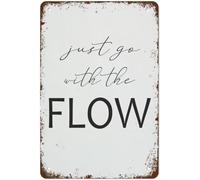 Just Go with the Flow - Póster de metal con cita minimalista para pared, diseño de crecimiento personal, decoración de hogar, cocina, decoración de pared, póster de metal para habitación, 8 x 12