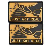 Just Got Real - Parches tácticos de moral para ropa, mochilas, sombreros, bolsos, chaquetas, 3.15 x 1.97 pulgadas, amarillo y negro, paquete de 2