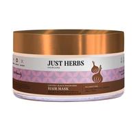 Just Herbs Mascarilla natural anticaída con ricino y semillas de cebolla negra para la caspa, aumenta el crecimiento del cabello y spa capilar, adecuada para teñir y todo tipo de cabello, 200 g
