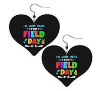 Just Here For Field Day 2023, pendientes de cuero para mujer, pendientes colgantes, colgante de corazón con gancho, regalos para niña adulta