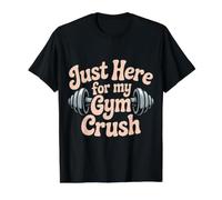Just Here For My Gym Crush - Camiseta gráfica económica, Hombre, Negro, S