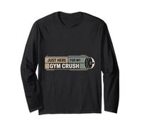 Just Here For My Gym Crush Motivación del Ejercicio físico Manga Larga