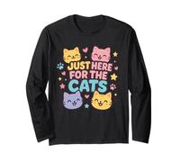 Just Here for The Cats - Camisa Linda Kawaii Kitty Lover Animal Manga Larga