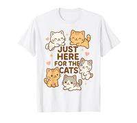 Just Here for The Cats, Kawaii, Amante de los Gatitos, Divertidos Gatos, mamá y papá Camiseta