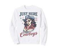 Just Here For The Cowboys Retro Western Style Sudadera