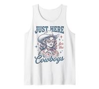 Just Here For The Cowboys Retro Western Vibes Camiseta sin Mangas