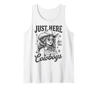 Just Here For The Cowboys Retro Western Vibes Camiseta sin Mangas