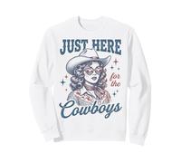 Just Here For The Cowboys Retro Western Vibes Sudadera